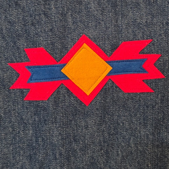 Vintage Sunbelt Sportswear Denim Vest Womens Medium Blue Southwestern Applique - Picture 9 of 9